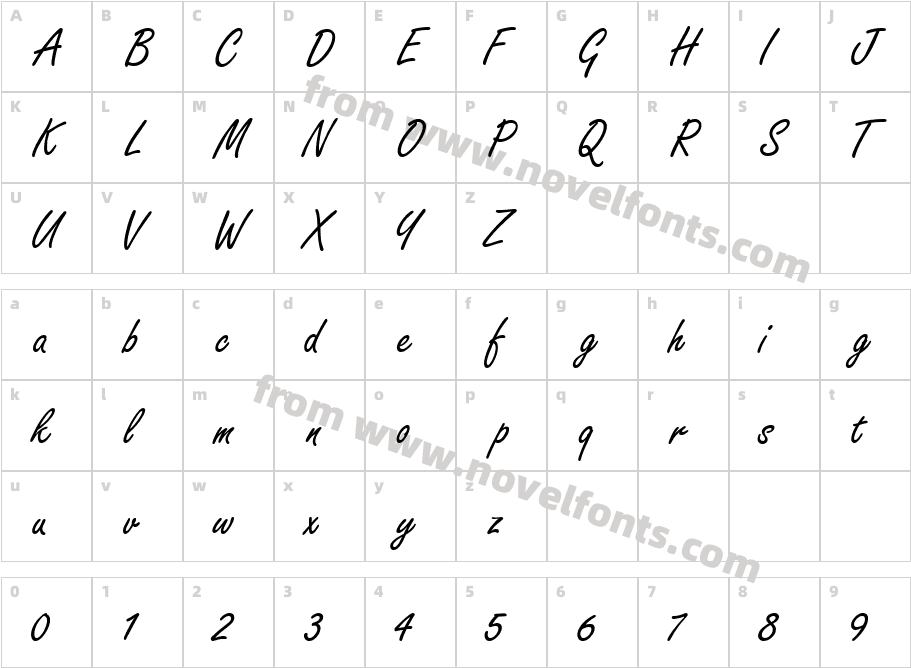 Nano ScriptSSK RegularCharacter Map