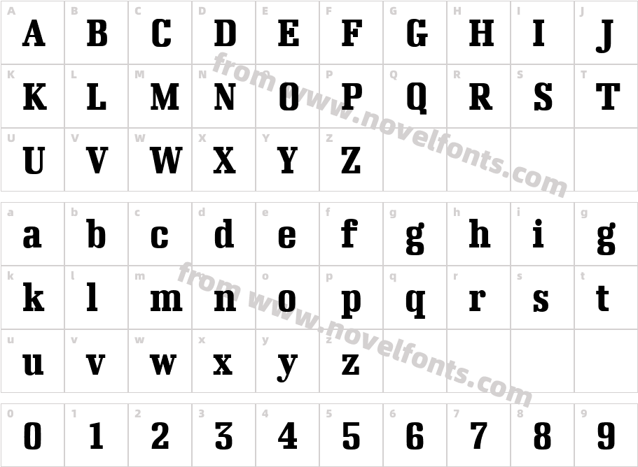 Napoleon Bold CondensedCharacter Map