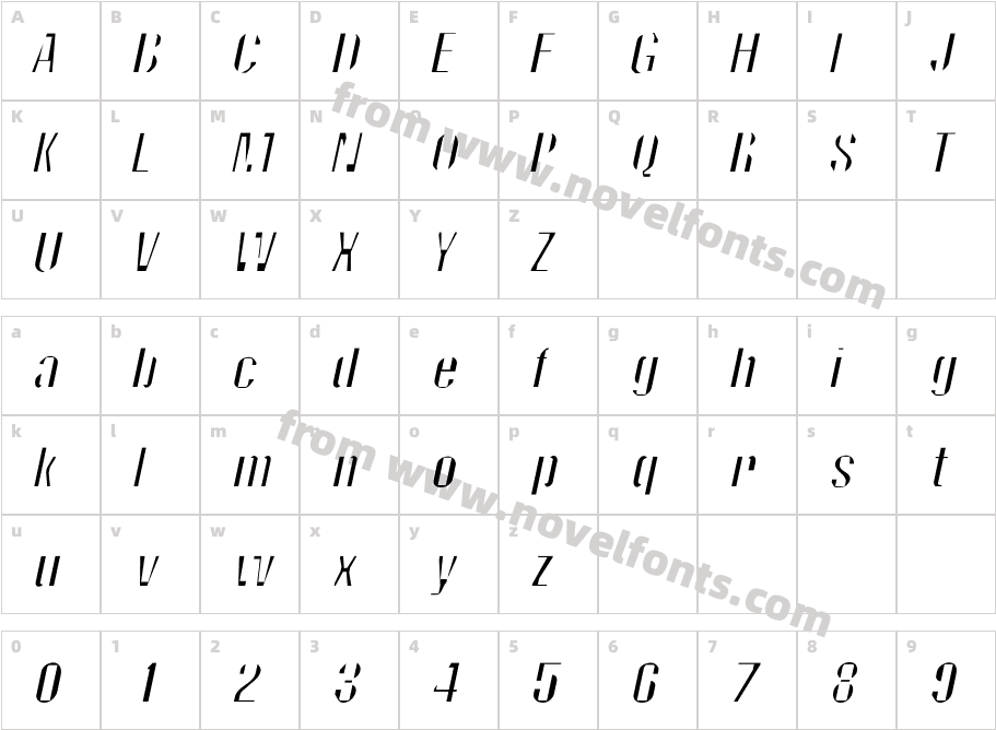 Nascent ObliqueCharacter Map