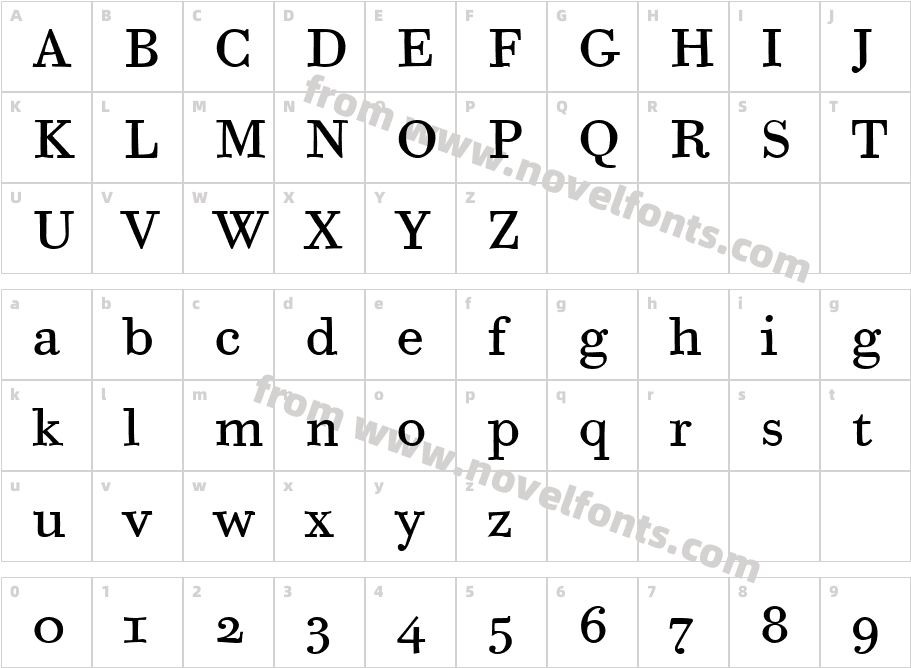 Bodoni Six OS ITC TT BookCharacter Map