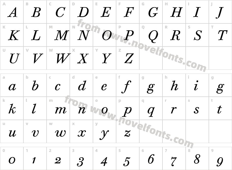 Bodoni Six OS ITC TT BookItaCharacter Map