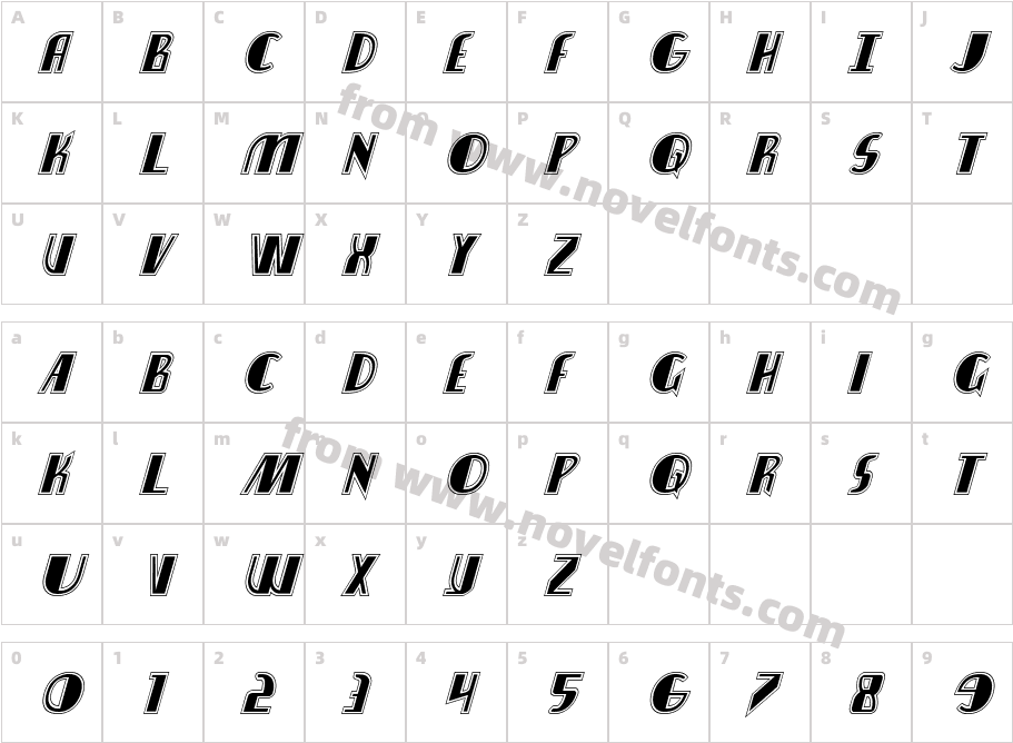 Nathan Brazil Academy ItalicCharacter Map