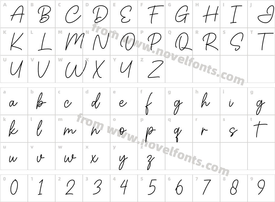 Nathania RegularCharacter Map