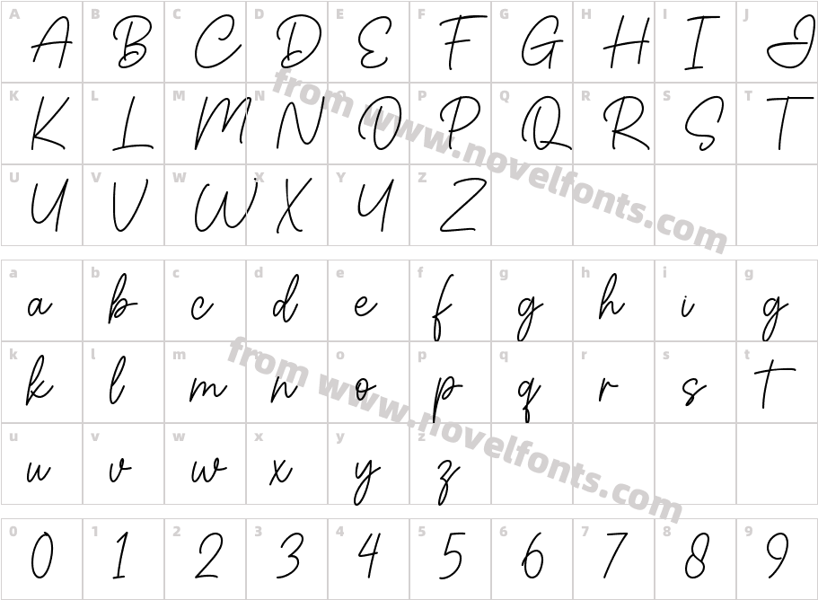 Nathania RegularCharacter Map