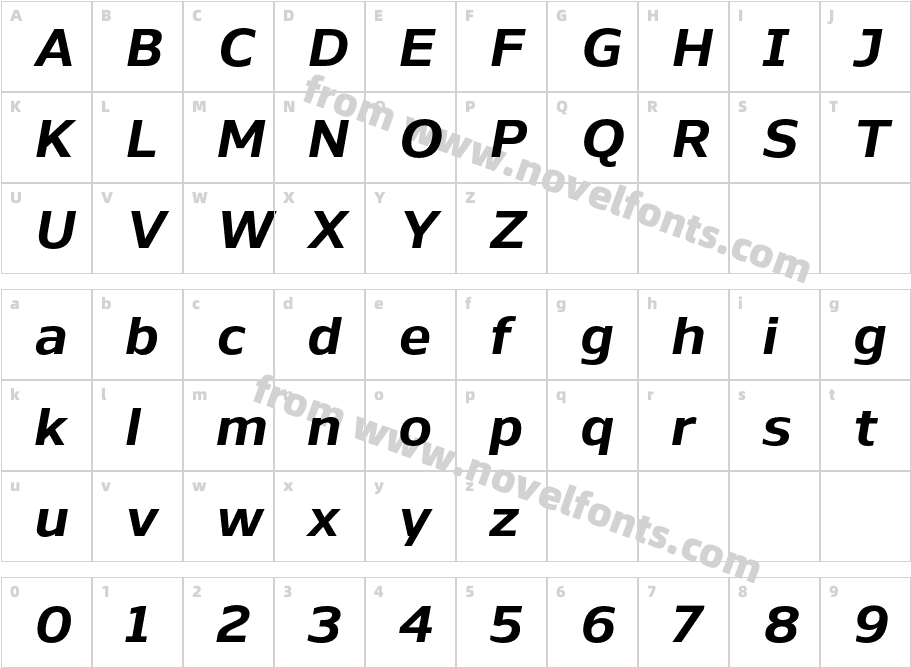 Nauman Bold ItalicCharacter Map