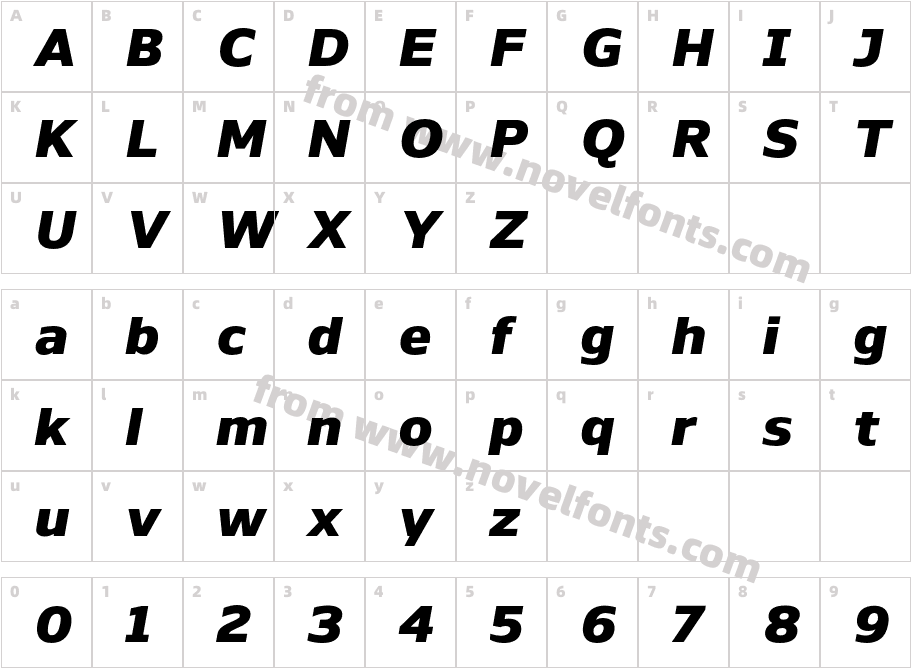 Nauman Heavy ItalicCharacter Map