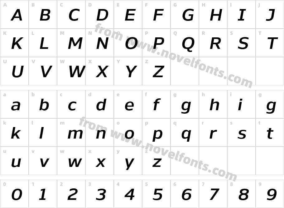 Nauman Semibold ItalicCharacter Map