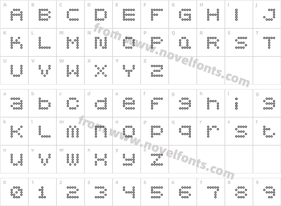 5x5 Dots OutlineCharacter Map