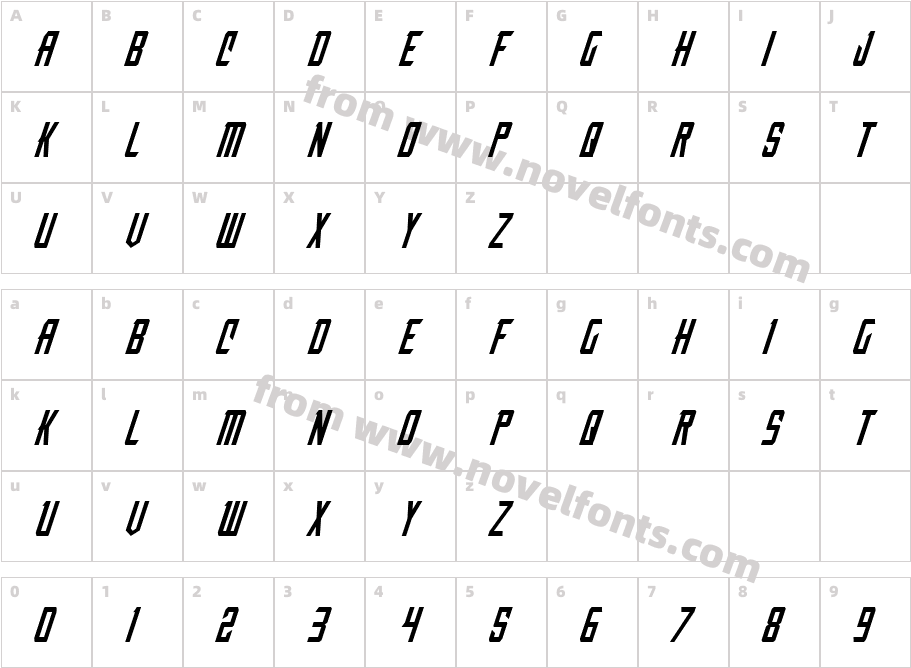 Nemesis Enforcer ItalicCharacter Map