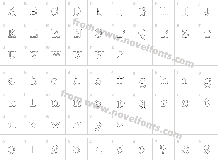 NeoBulletinOutlineCharacter Map