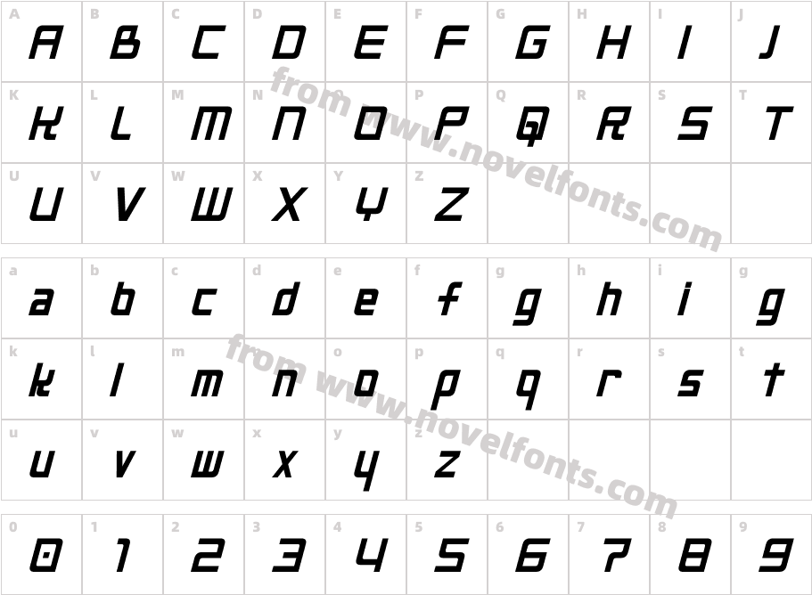 Neo Gen ItalicCharacter Map