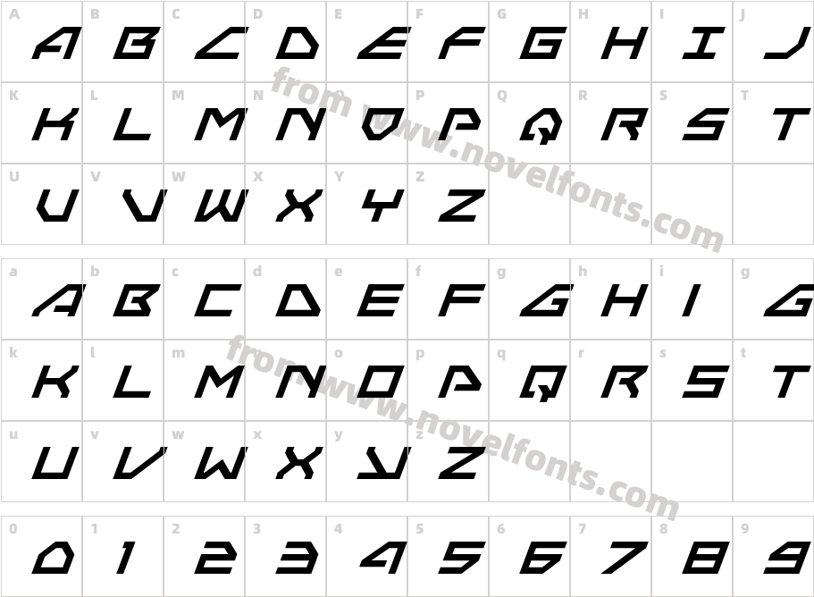 Neo-Navy Super-ItalicCharacter Map