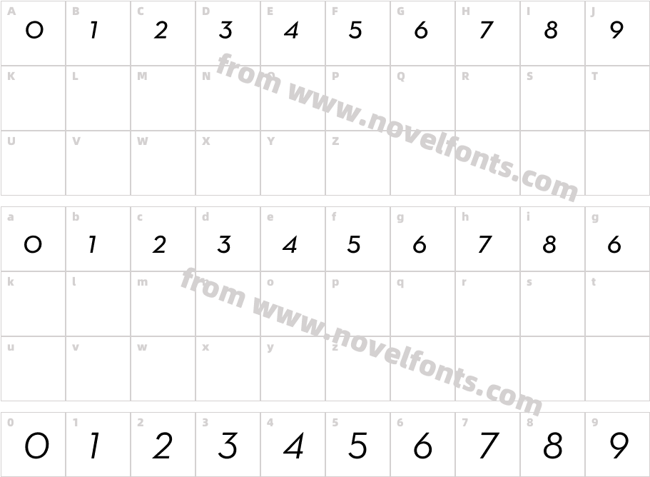 Neutra Text Book Italic FractCharacter Map