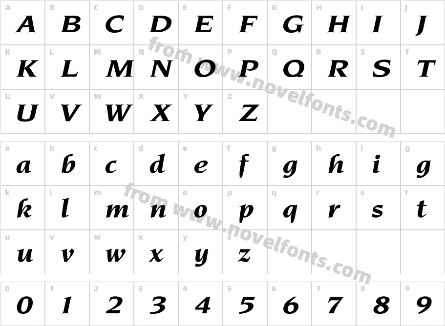 Neuvarese-BoldItalic WdCharacter Map