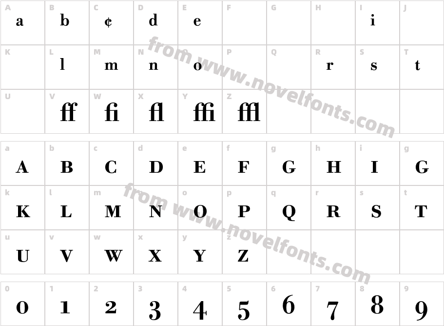 BodoniBE-MediumExpCharacter Map