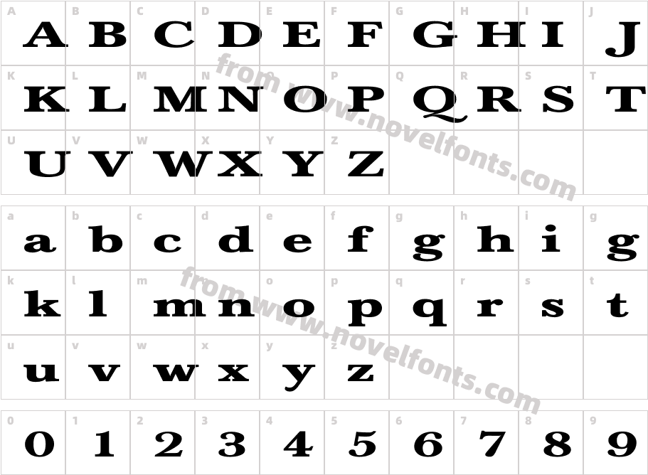 New Baskerville Bold ExCharacter Map