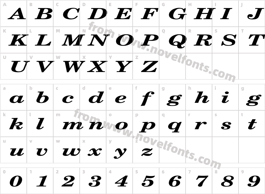 New Century Schlbk Bold Ital ExCharacter Map