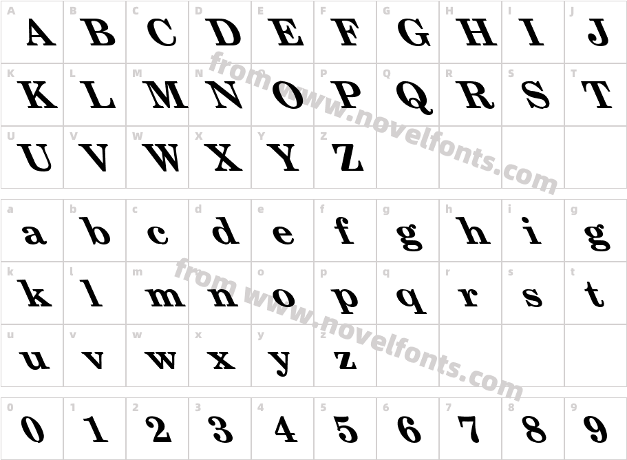 New Century Schlbk Bold LeftieCharacter Map