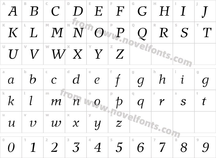 New Journal ItalicCharacter Map