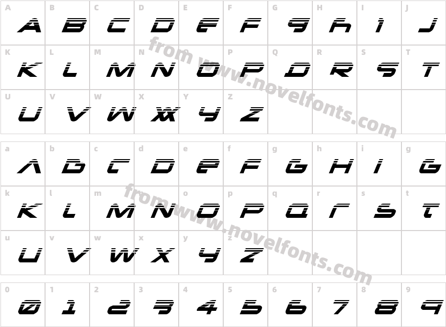 New Mars Halftone ItalicCharacter Map