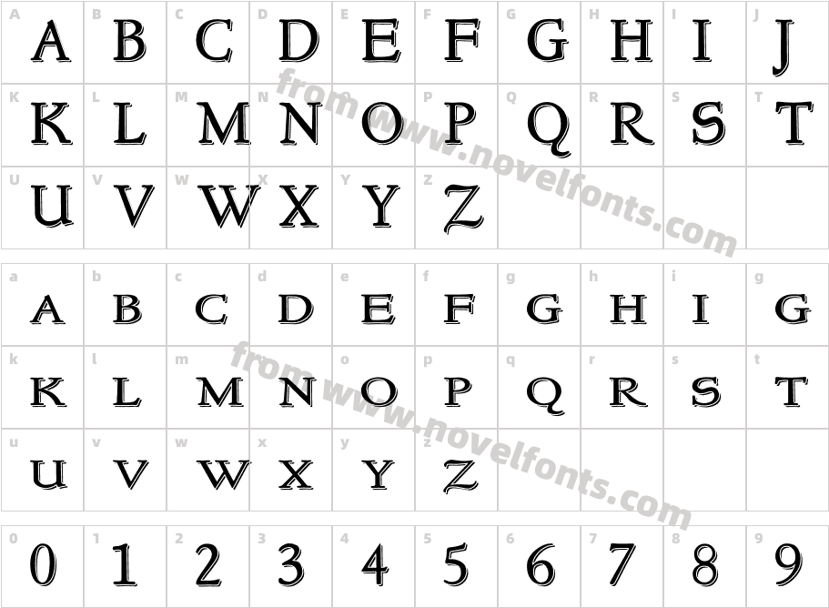 New Style Small Caps EmbossedCharacter Map