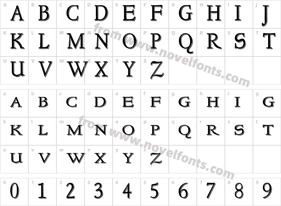 New Style Titling EmbossedCharacter Map