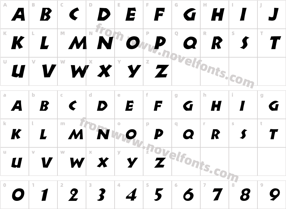 Newell ItaliqueCharacter Map