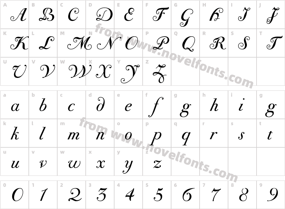 BodoniClassic-ChanceryCharacter Map