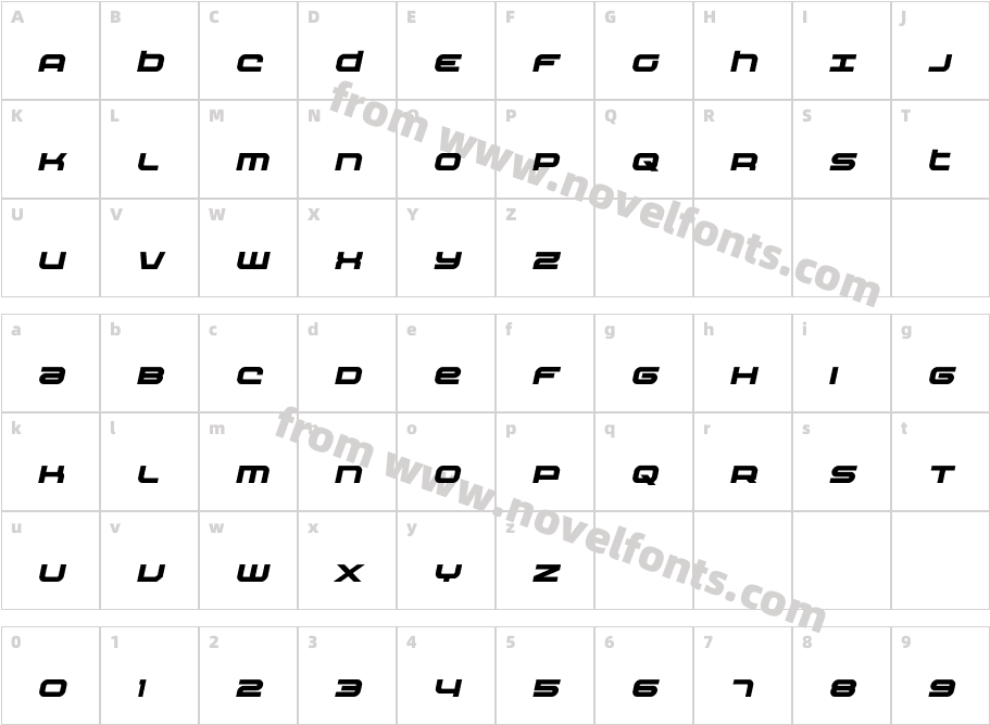 Nextwave Bold ItalicCharacter Map