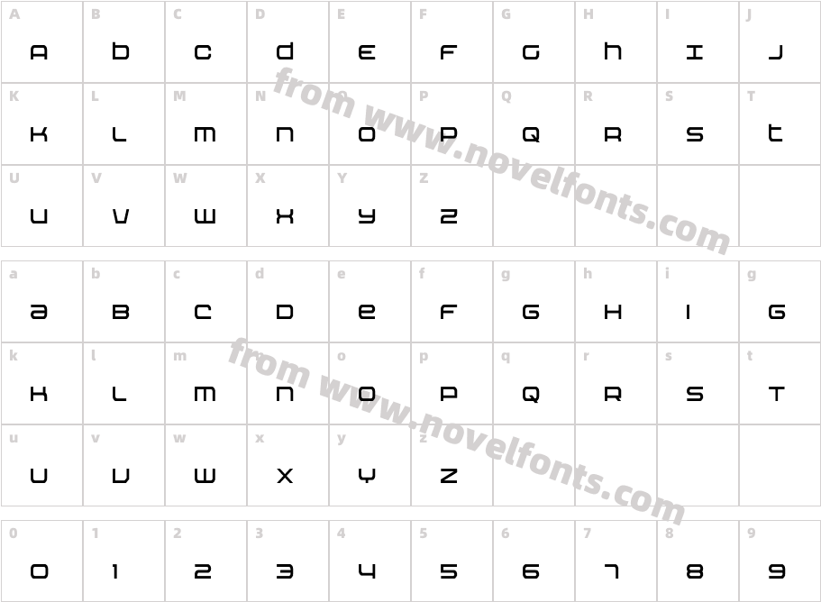 Nextwave CondensedCharacter Map