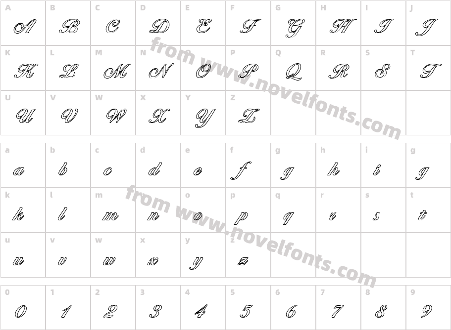 Nicholas Becker Outline Medium RegularCharacter Map