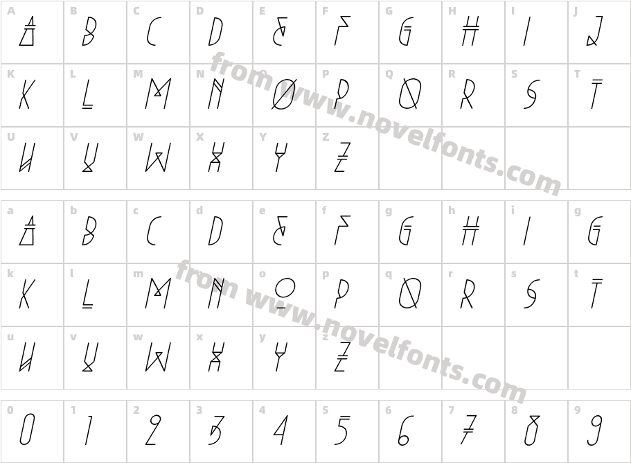 Niewe ItalicCharacter Map