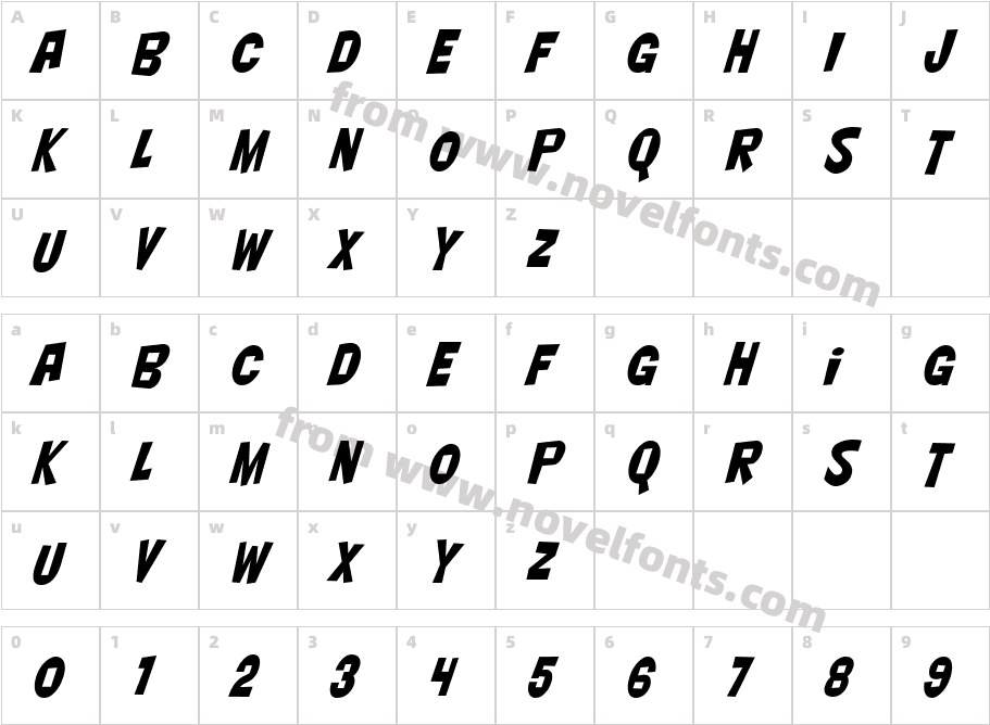 Nightclub BTN Cn ObliqueCharacter Map