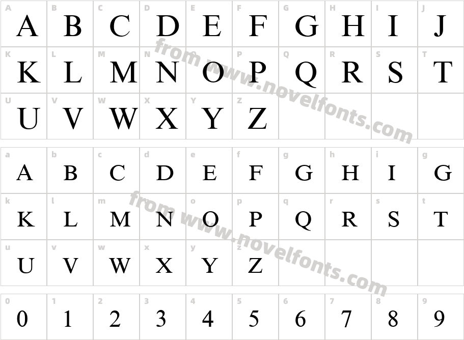 Nimbus Rom No9DCD ReguCharacter Map