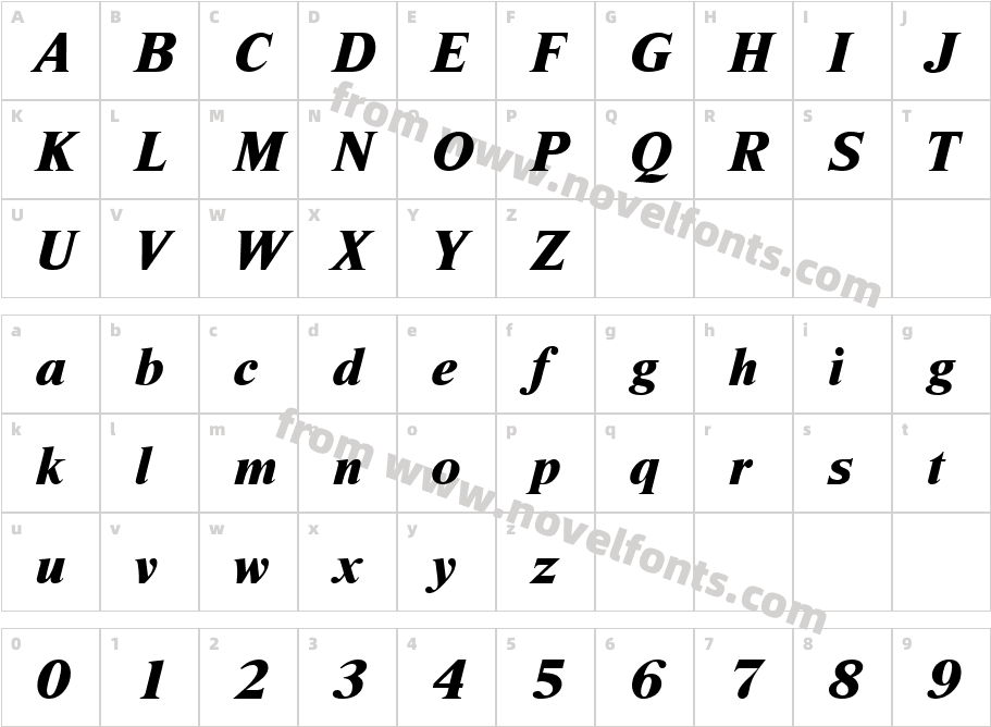 Nimbus RomD Ext Bol ItalicCharacter Map