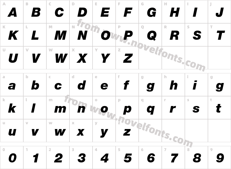 Nimbus San NovE Bla ItalicCharacter Map