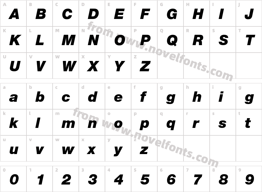 Nimbus San NovT Bla ItalicCharacter Map