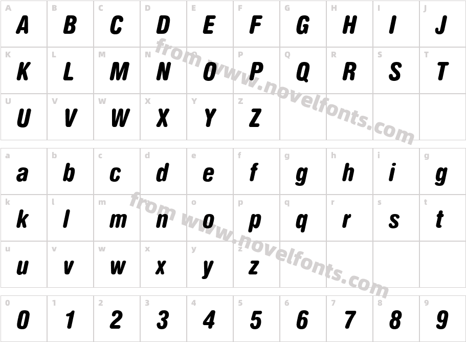 Nimbus SanD Blac Cond Ital Ro1Character Map