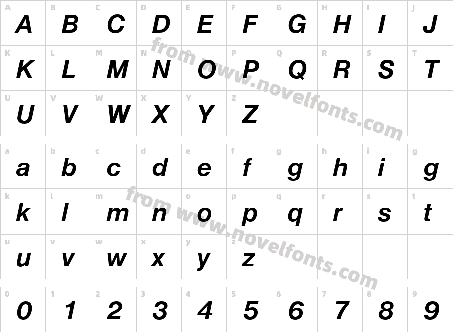 Nimbus SanD Bold ItalicCharacter Map