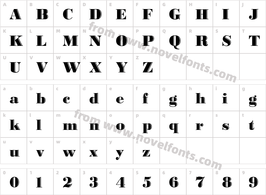 BodoniHighlightICGCharacter Map