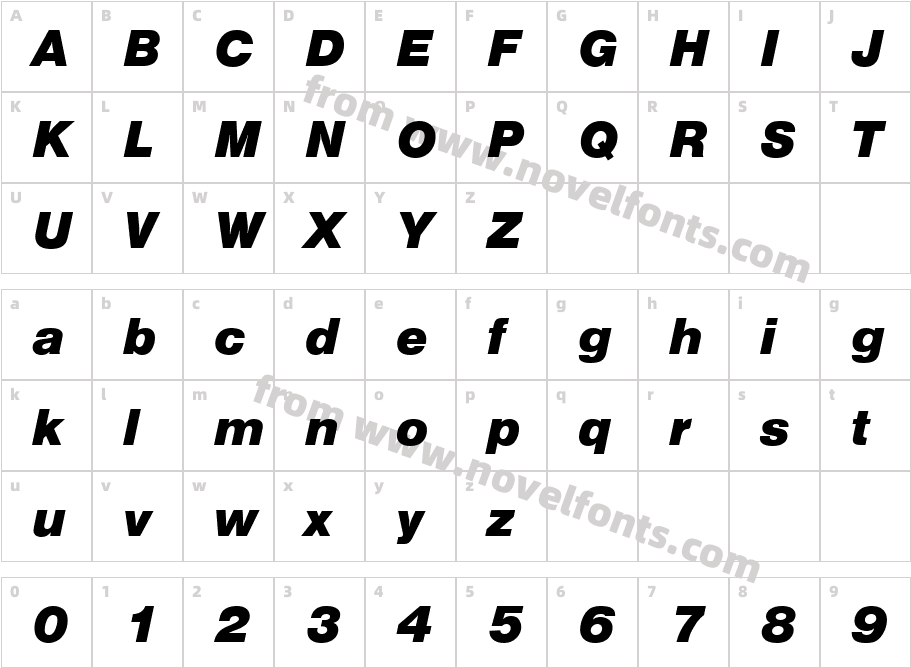 Nimbus SanT Bla ItalicCharacter Map