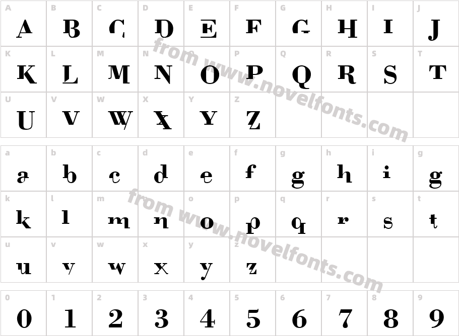 BodoniMutantCharacter Map