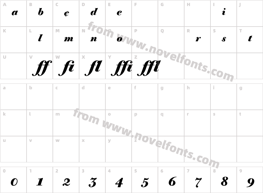 BodoniOldFaceBE-BoldItExpCharacter Map