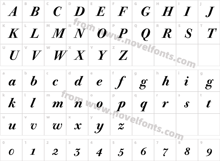 BodoniOldFaceBE-MediumItOsFCharacter Map