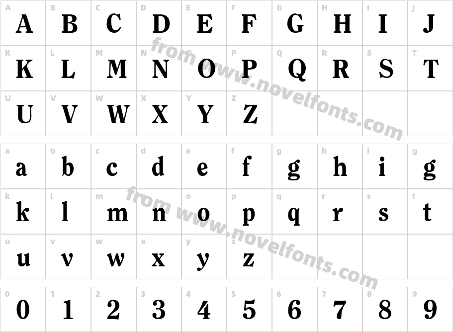 Nineteenth BoldCharacter Map