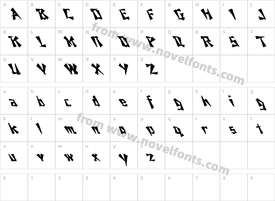 Nixon Bold Leftie BoldCharacter Map