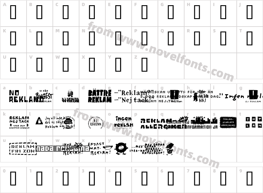 No ReklamoCharacter Map