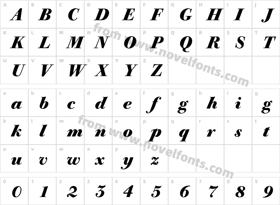 BodoniOldFaceBQ-BoldItalicCharacter Map