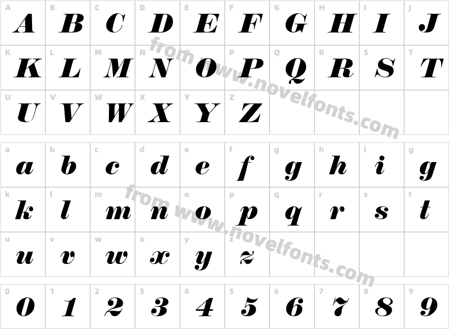 Normande Italic BTCharacter Map