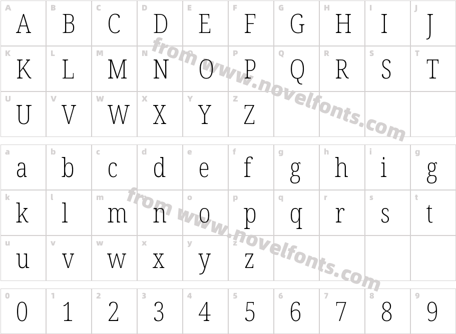 Noto Serif Condensed Extra LightCharacter Map